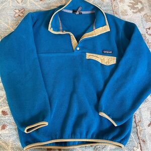 Men's Patagonia Synchilla Snap-T Fleece Pullover, Teal/Brown, Small